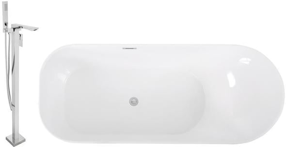 at home jacuzzi for bathtub Streamline Bath Set of Bathroom Tub and Faucet White Soaking Freestanding Tub