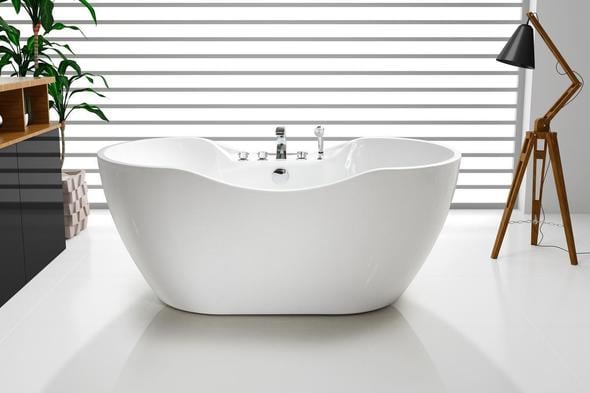 fitting bath overflow Streamline Bath Set of Bathroom Tub and Faucet White Soaking Freestanding Tub