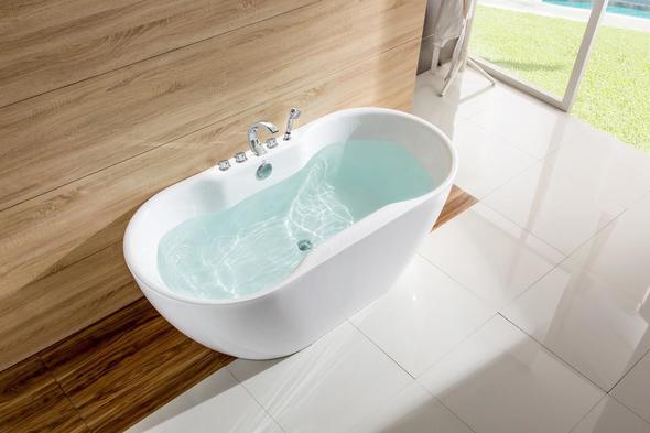 double jacuzzi bath Streamline Bath Set of Bathroom Tub and Faucet White Soaking Freestanding Tub