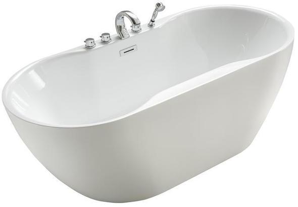 double jacuzzi bath Streamline Bath Set of Bathroom Tub and Faucet White Soaking Freestanding Tub