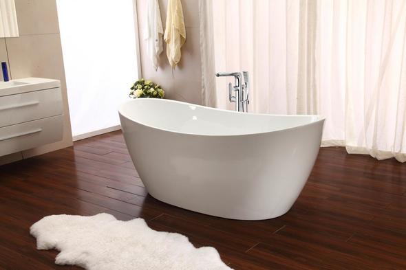 bathtub for elderly with door Streamline Bath Set of Bathroom Tub and Faucet White Soaking Freestanding Tub