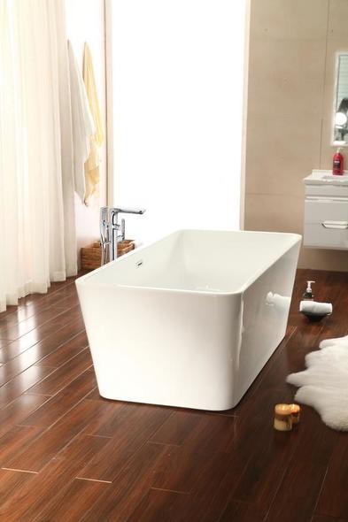 4 inch tub faucet Streamline Bath Set of Bathroom Tub and Faucet White Soaking Freestanding Tub