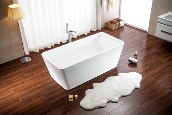 base tub Streamline Bath Set of Bathroom Tub and Faucet White Soaking Freestanding Tub