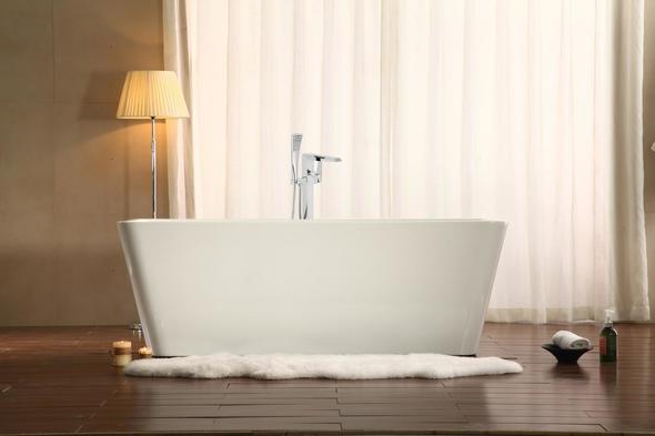 wooden foot tub Streamline Bath Set of Bathroom Tub and Faucet White Soaking Freestanding Tub