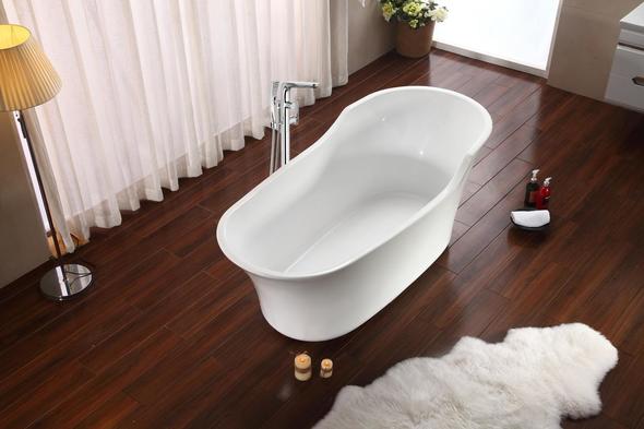 bath drain fitting Streamline Bath Set of Bathroom Tub and Faucet White Soaking Freestanding Tub