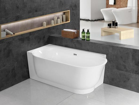 freestanding soaking tub with seat Streamline Bath Set of Bathroom Tub and Faucet White Soaking Freestanding Tub