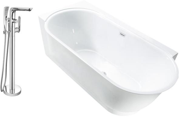 soaking tub for feet Streamline Bath Set of Bathroom Tub and Faucet White Soaking Freestanding Tub