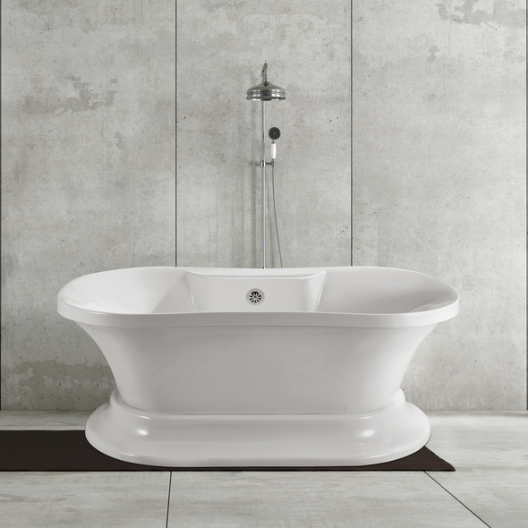 Streamline Bath Bathroom Tub Free Standing Bath Tubs White Soaking Pedestal Freestanding Tub