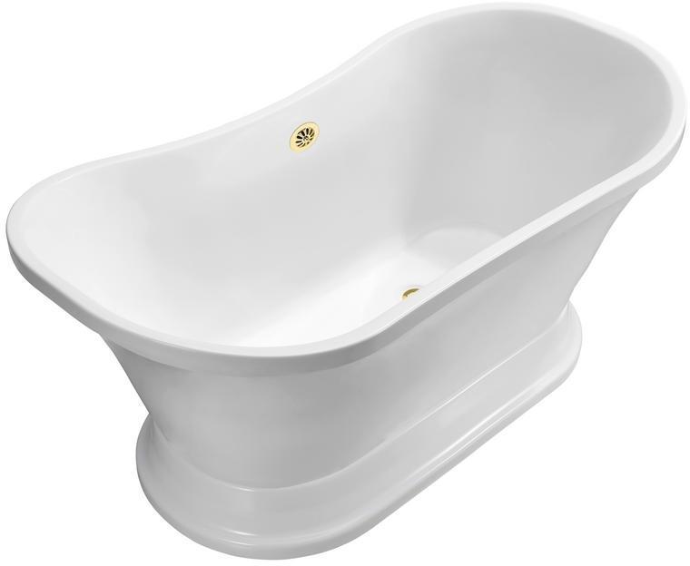 deep double ended bath Streamline Bath Bathroom Tub White Soaking Pedestal Freestanding Tub