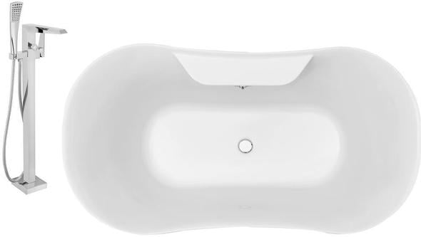 jacuzzi bath fittings Streamline Bath Set of Bathroom Tub and Faucet White Soaking Clawfoot Tub