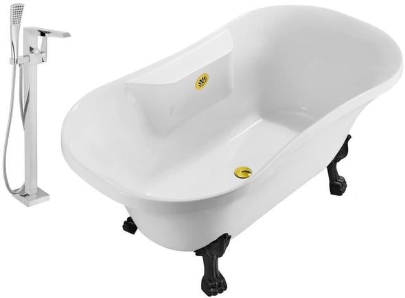 old fashioned tub shower kit Streamline Bath Set of Bathroom Tub and Faucet White Soaking Clawfoot Tub