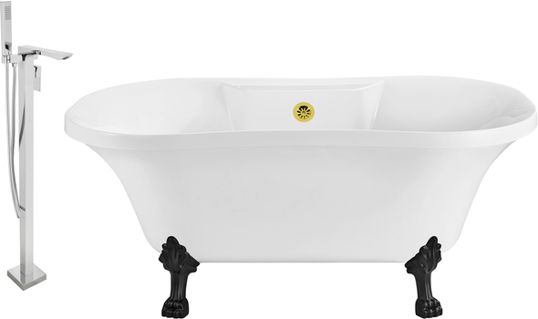garden tub faucet parts Streamline Bath Set of Bathroom Tub and Faucet White Soaking Clawfoot Tub