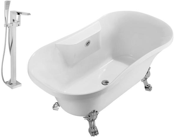 whirlpool bathtub for two Streamline Bath Set of Bathroom Tub and Faucet White Soaking Clawfoot Tub