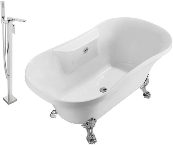 tub shop near me Streamline Bath Set of Bathroom Tub and Faucet White Soaking Clawfoot Tub