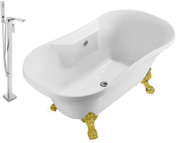 drain filter for bathtub Streamline Bath Set of Bathroom Tub and Faucet White Soaking Clawfoot Tub