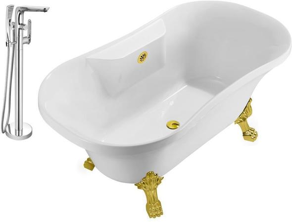4 soaking tub Streamline Bath Set of Bathroom Tub and Faucet White Soaking Clawfoot Tub