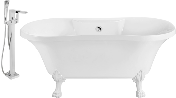 cheap bathtub ideas Streamline Bath Set of Bathroom Tub and Faucet Free Standing Bath Tubs White Soaking Clawfoot Tub