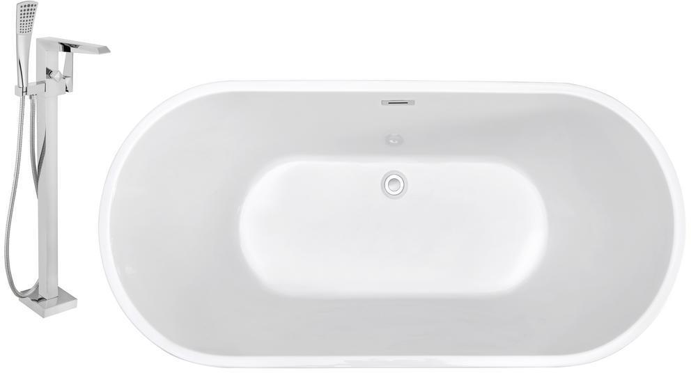 free standing tub and shower ideas Streamline Bath Set of Bathroom Tub and Faucet White Soaking Freestanding Tub