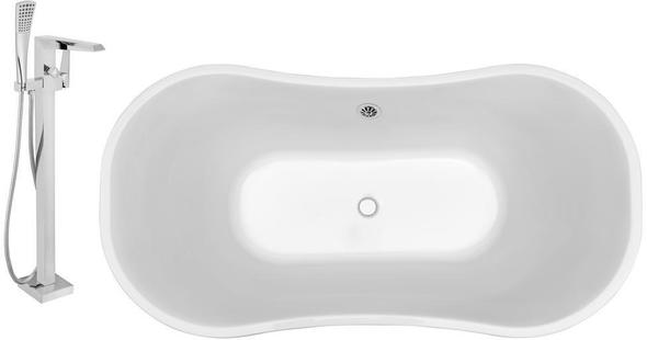 bath 1 Streamline Bath Set of Bathroom Tub and Faucet White Soaking Pedestal Freestanding Tub
