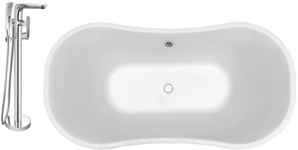 shower base tub Streamline Bath Set of Bathroom Tub and Faucet White Soaking Pedestal Freestanding Tub