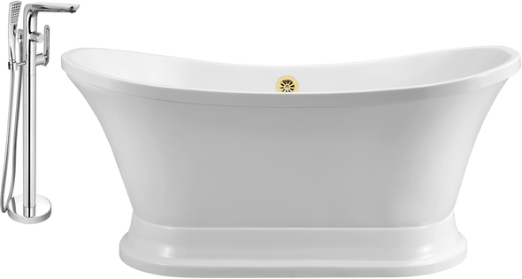free standing bathtub for sale Streamline Bath Set of Bathroom Tub and Faucet White Soaking Pedestal Freestanding Tub