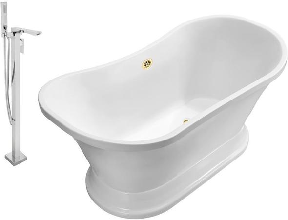 tub 4 Streamline Bath Set of Bathroom Tub and Faucet White Soaking Pedestal Freestanding Tub