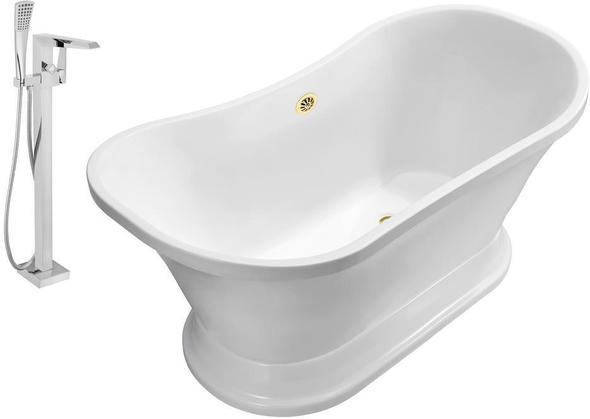 high end freestanding tubs Streamline Bath Set of Bathroom Tub and Faucet White Soaking Pedestal Freestanding Tub