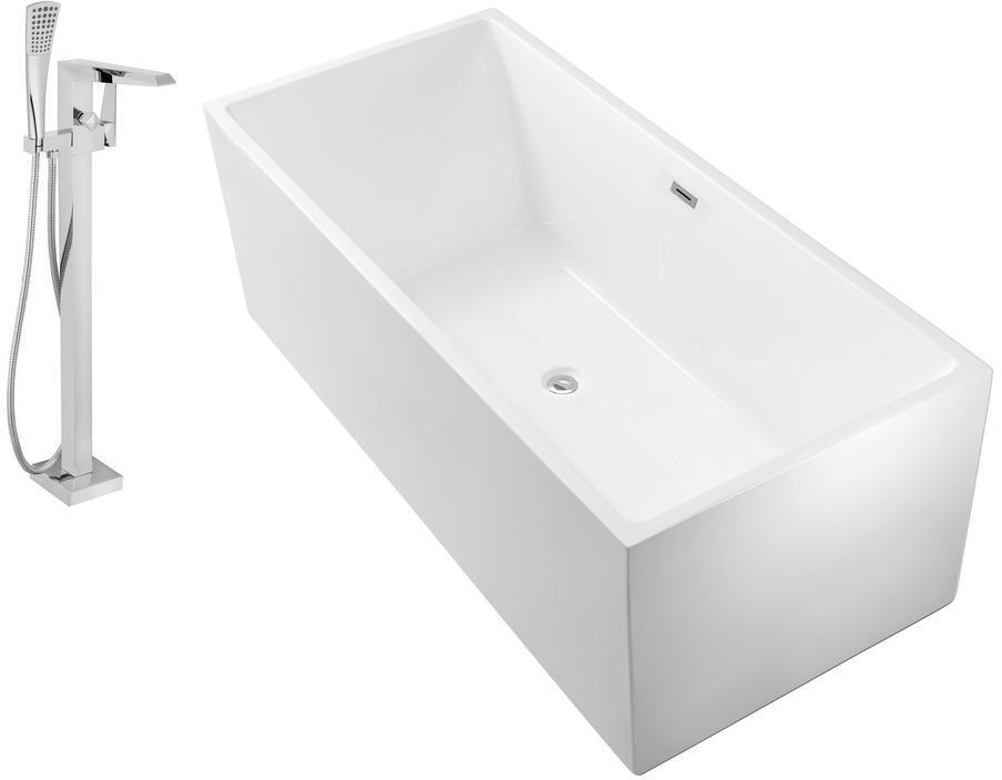 freestanding bath claw feet Streamline Bath Set of Bathroom Tub and Faucet White Soaking Freestanding Tub