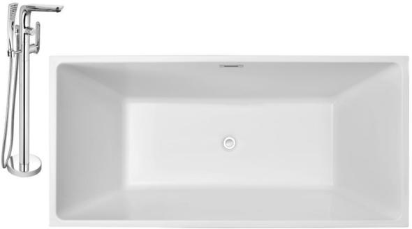 best freestanding tub faucet floor mount Streamline Bath Set of Bathroom Tub and Faucet White Soaking Freestanding Tub