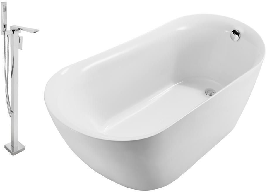 bathroom ideas freestanding bath Streamline Bath Set of Bathroom Tub and Faucet White Soaking Freestanding Tub