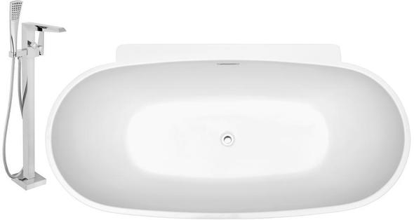 oval jacuzzi tub Streamline Bath Set of Bathroom Tub and Faucet White Soaking Freestanding Tub