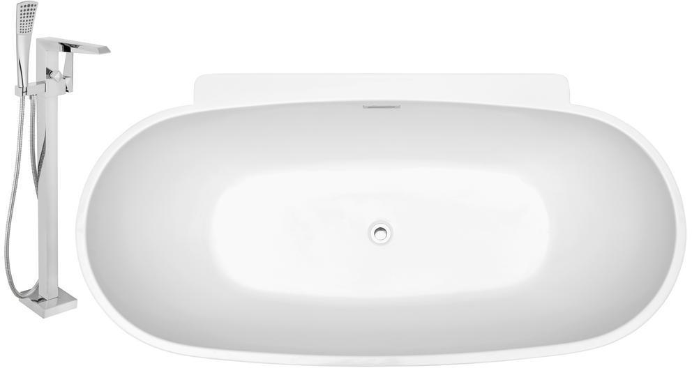 couples bath tubs Streamline Bath Set of Bathroom Tub and Faucet White Soaking Freestanding Tub