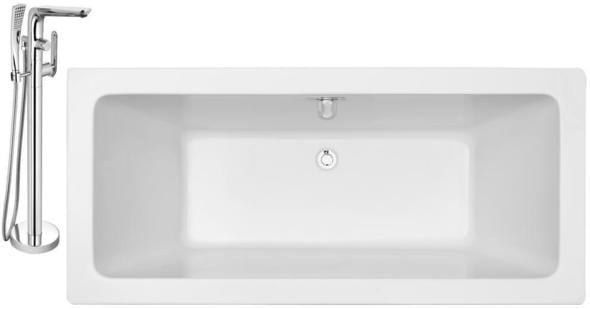 floor standing bathtub Streamline Bath Set of Bathroom Tub and Faucet White Soaking Freestanding Tub