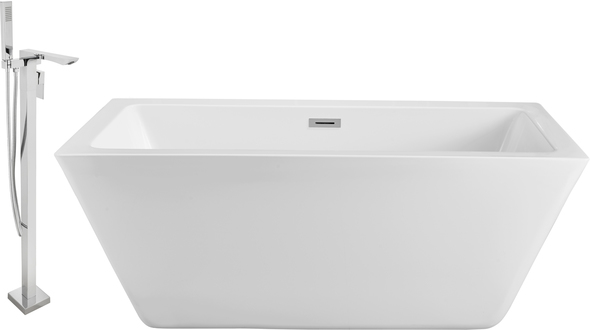 shower door on top of bathtub Streamline Bath Set of Bathroom Tub and Faucet White Soaking Freestanding Tub