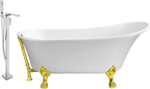 freestanding tub with shower ideas Streamline Bath Set of Bathroom Tub and Faucet White Soaking Clawfoot Tub