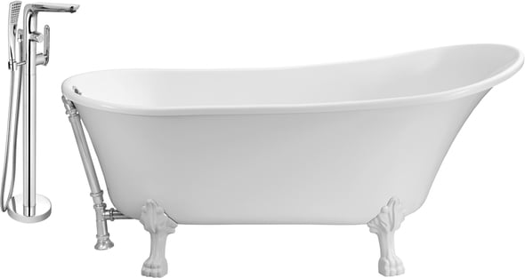 best freestanding jacuzzi tub Streamline Bath Set of Bathroom Tub and Faucet White Soaking Clawfoot Tub
