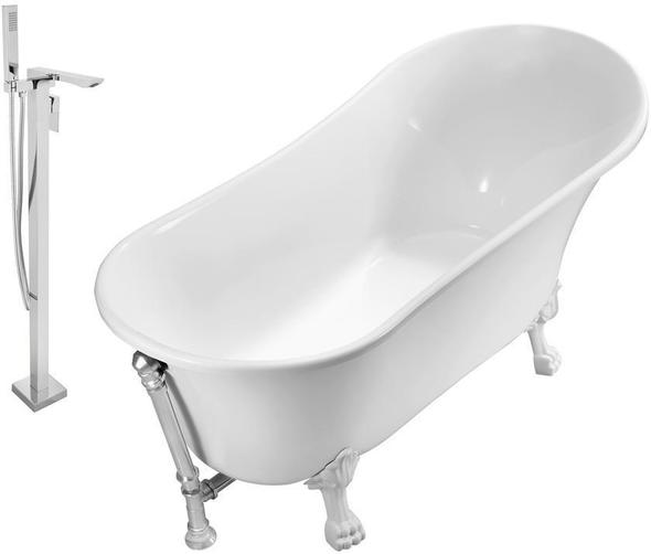 bathtub stopper kit Streamline Bath Set of Bathroom Tub and Faucet White Soaking Clawfoot Tub