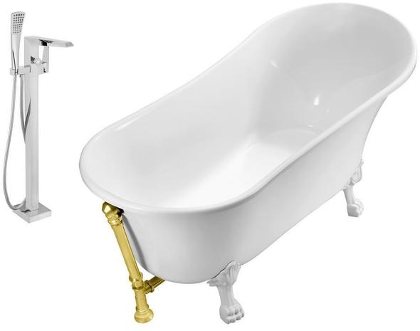 bathroom home Streamline Bath Set of Bathroom Tub and Faucet White Soaking Clawfoot Tub