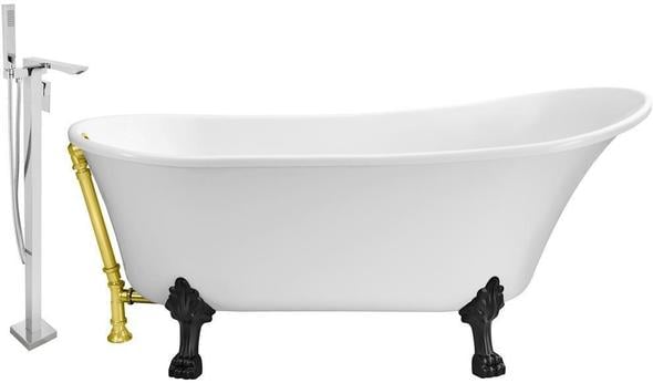 pedestal bathtub Streamline Bath Set of Bathroom Tub and Faucet White Soaking Clawfoot Tub