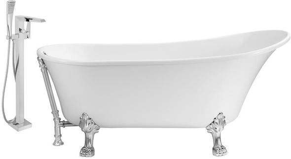 used freestanding tub Streamline Bath Set of Bathroom Tub and Faucet White Soaking Clawfoot Tub