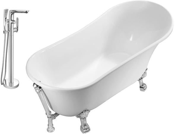 bathtub 4 feet long Streamline Bath Set of Bathroom Tub and Faucet White Soaking Clawfoot Tub