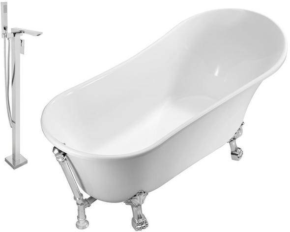bathtub floor trim ideas Streamline Bath Set of Bathroom Tub and Faucet White Soaking Clawfoot Tub