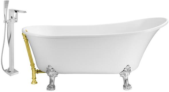 oval tub Streamline Bath Set of Bathroom Tub and Faucet White Soaking Clawfoot Tub