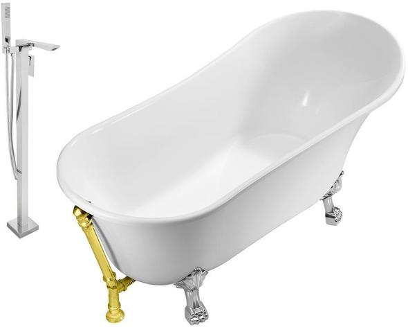 freestanding jacuzzi tub for two Streamline Bath Set of Bathroom Tub and Faucet White Soaking Clawfoot Tub