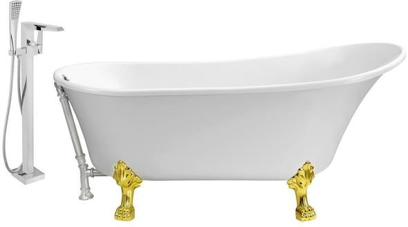 shower standing tub Streamline Bath Set of Bathroom Tub and Faucet White Soaking Clawfoot Tub