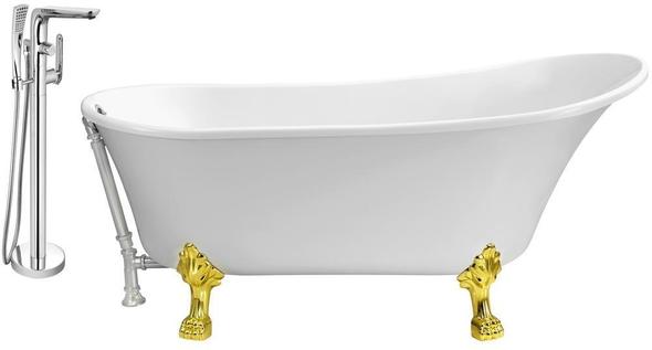 loose standing baths Streamline Bath Set of Bathroom Tub and Faucet White Soaking Clawfoot Tub
