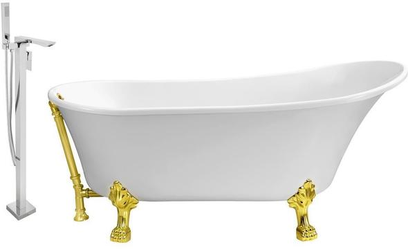 oval freestanding tub Streamline Bath Set of Bathroom Tub and Faucet White Soaking Clawfoot Tub