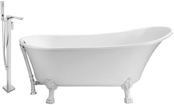 freestanding resin bath Streamline Bath Set of Bathroom Tub and Faucet White Soaking Clawfoot Tub