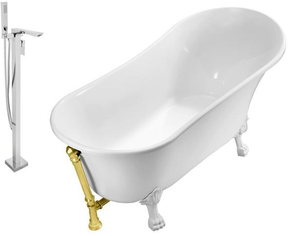 top drain in tub Streamline Bath Set of Bathroom Tub and Faucet White Soaking Clawfoot Tub