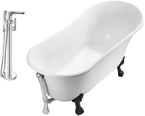 67 inch tub Streamline Bath Set of Bathroom Tub and Faucet White Soaking Clawfoot Tub